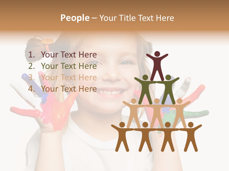 A Little Girl Holding Her Hands Painted In Different Colors PowerPoint Template