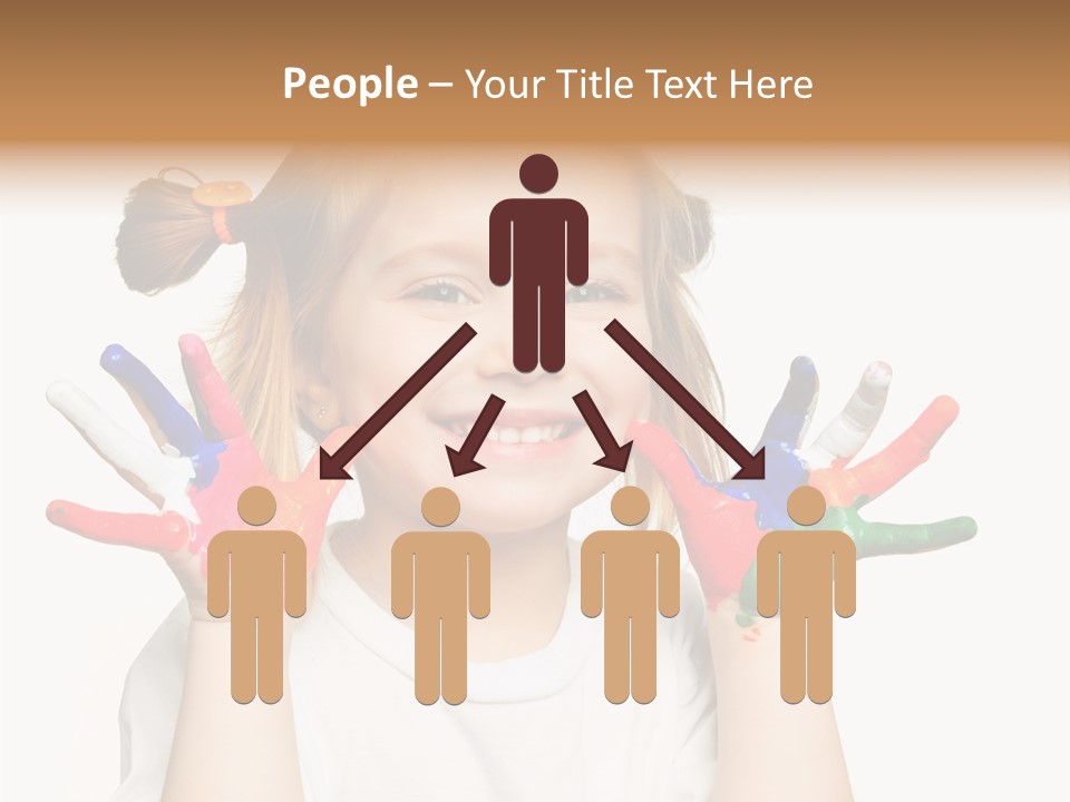 A Little Girl Holding Her Hands Painted In Different Colors PowerPoint Template