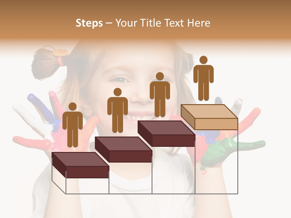 A Little Girl Holding Her Hands Painted In Different Colors PowerPoint Template