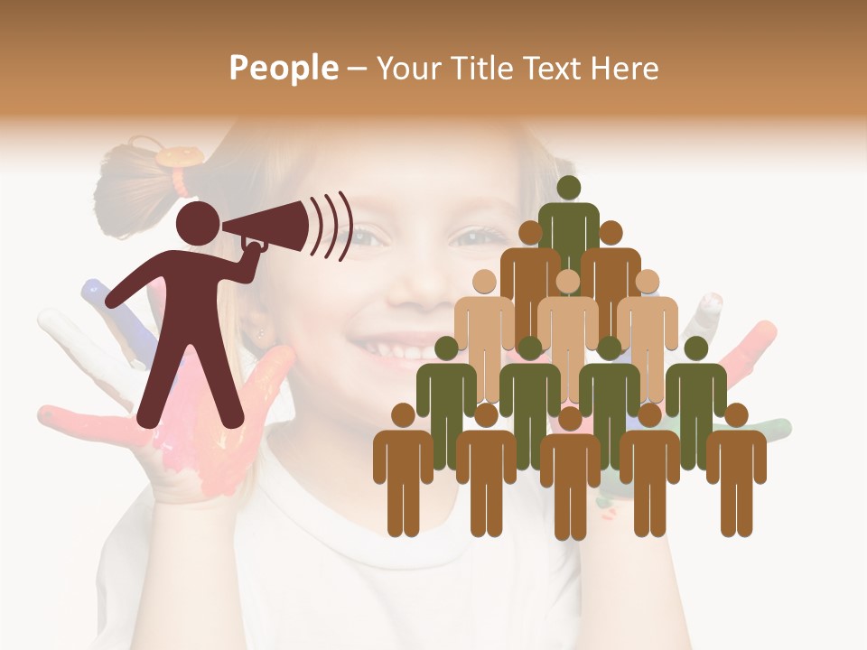 A Little Girl Holding Her Hands Painted In Different Colors PowerPoint Template