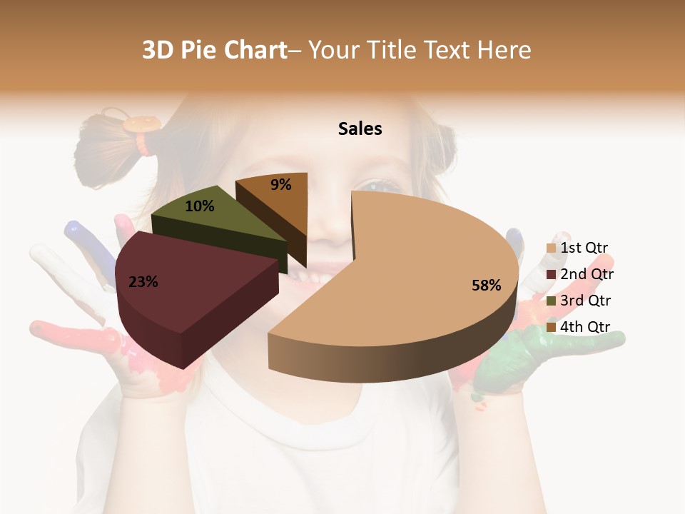 A Little Girl Holding Her Hands Painted In Different Colors PowerPoint Template