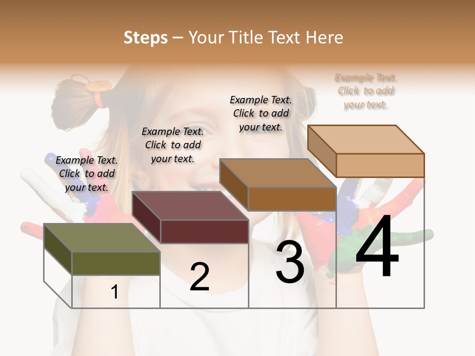 A Little Girl Holding Her Hands Painted In Different Colors PowerPoint Template