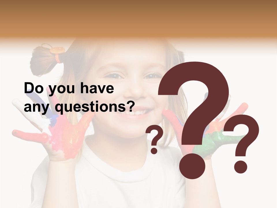 A Little Girl Holding Her Hands Painted In Different Colors PowerPoint Template