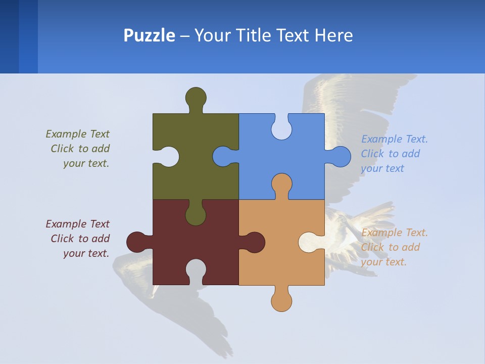 A Pelican Flying Through The Air With A Blue Sky In The Background PowerPoint Template