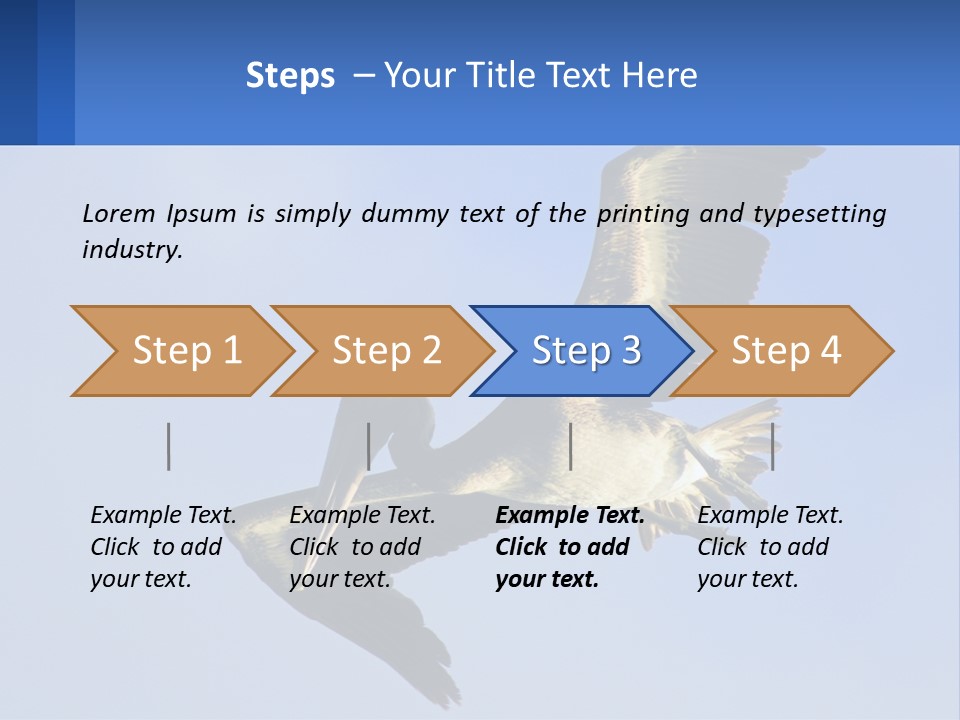 A Pelican Flying Through The Air With A Blue Sky In The Background PowerPoint Template