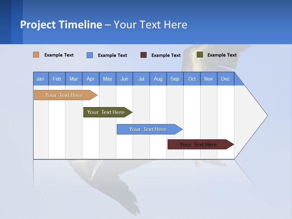 A Pelican Flying Through The Air With A Blue Sky In The Background PowerPoint Template