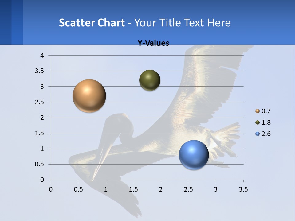 A Pelican Flying Through The Air With A Blue Sky In The Background PowerPoint Template