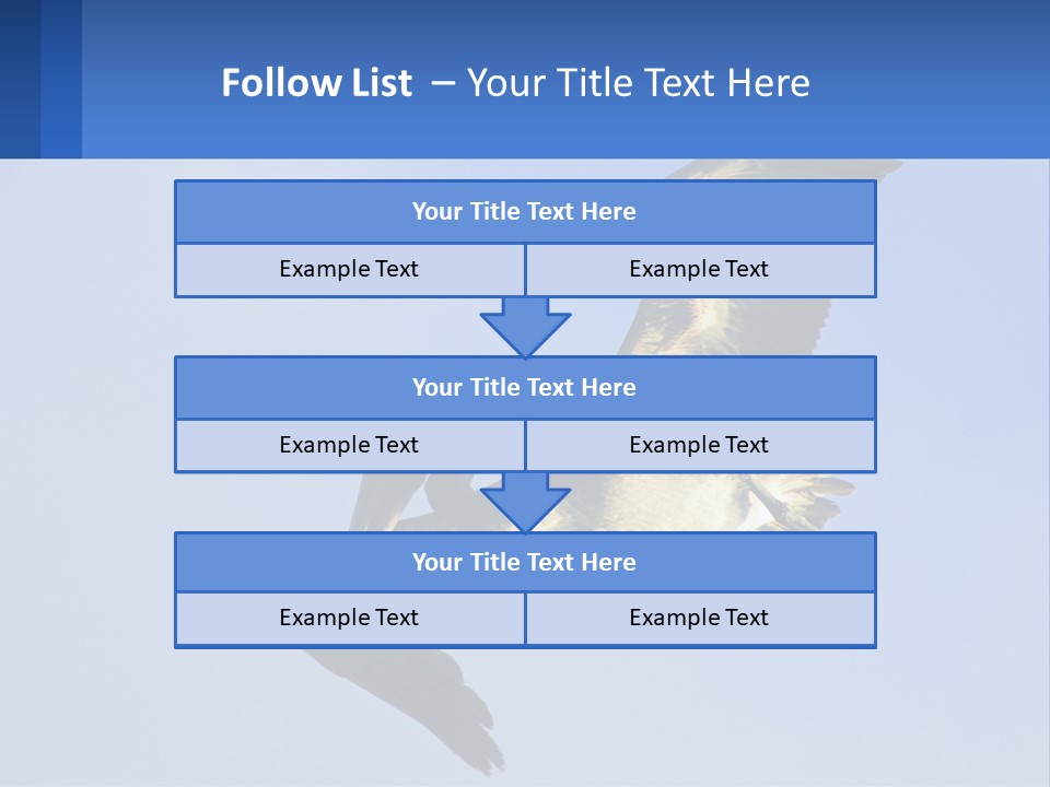 A Pelican Flying Through The Air With A Blue Sky In The Background PowerPoint Template