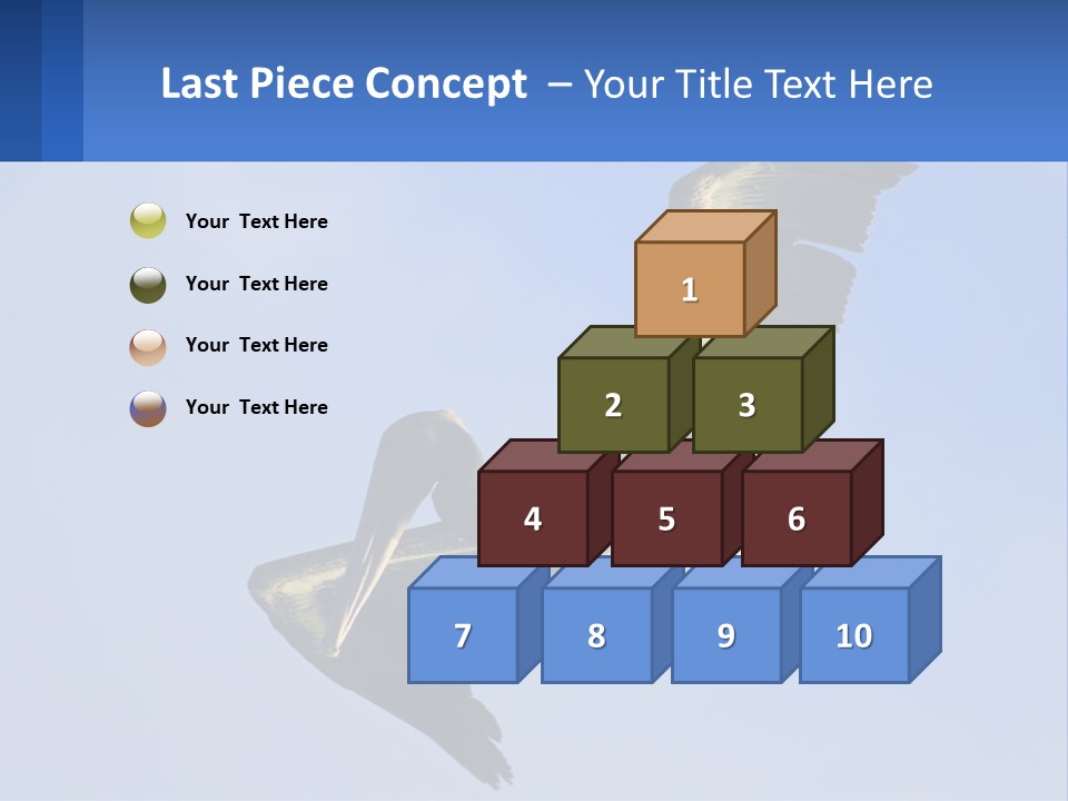 A Pelican Flying Through The Air With A Blue Sky In The Background PowerPoint Template