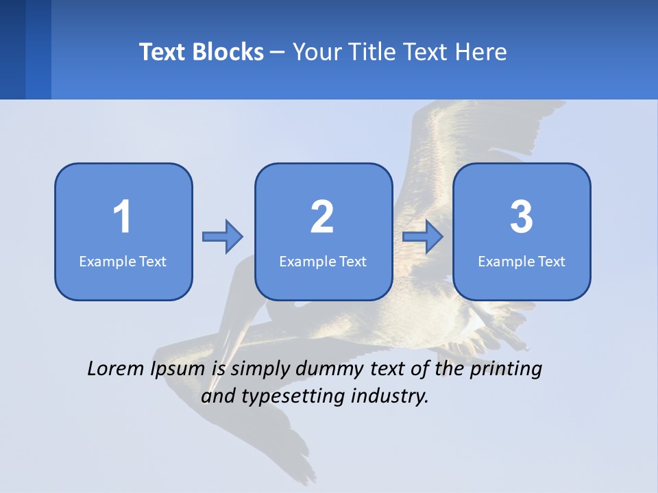 A Pelican Flying Through The Air With A Blue Sky In The Background PowerPoint Template