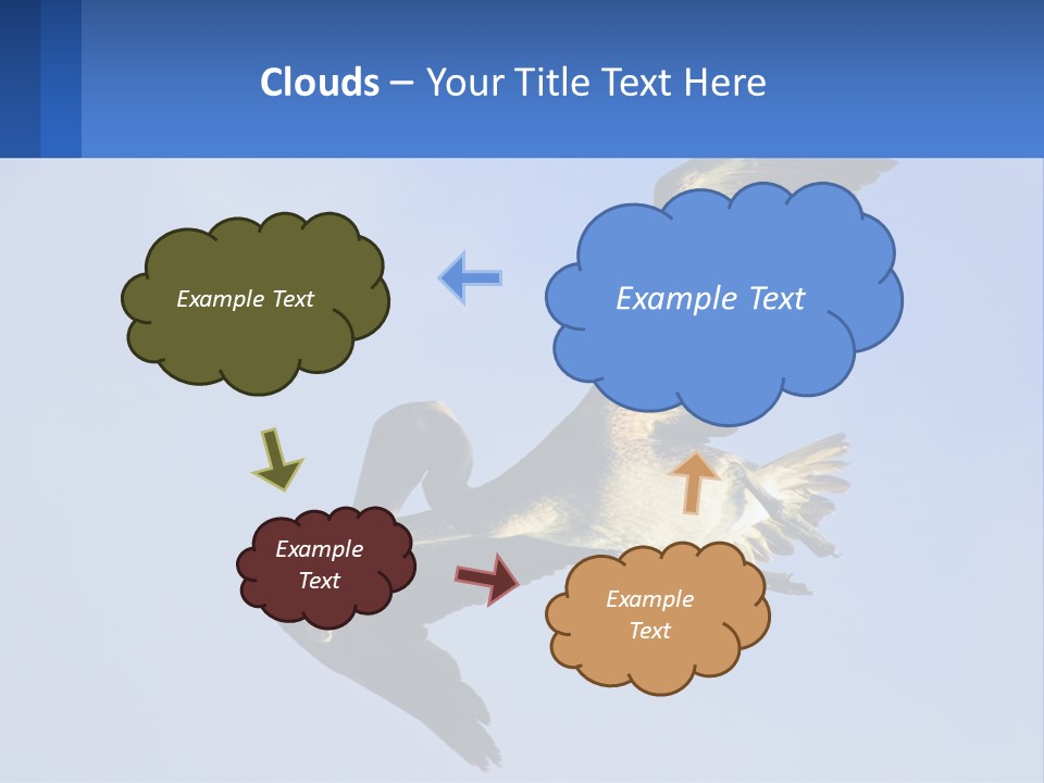 A Pelican Flying Through The Air With A Blue Sky In The Background PowerPoint Template