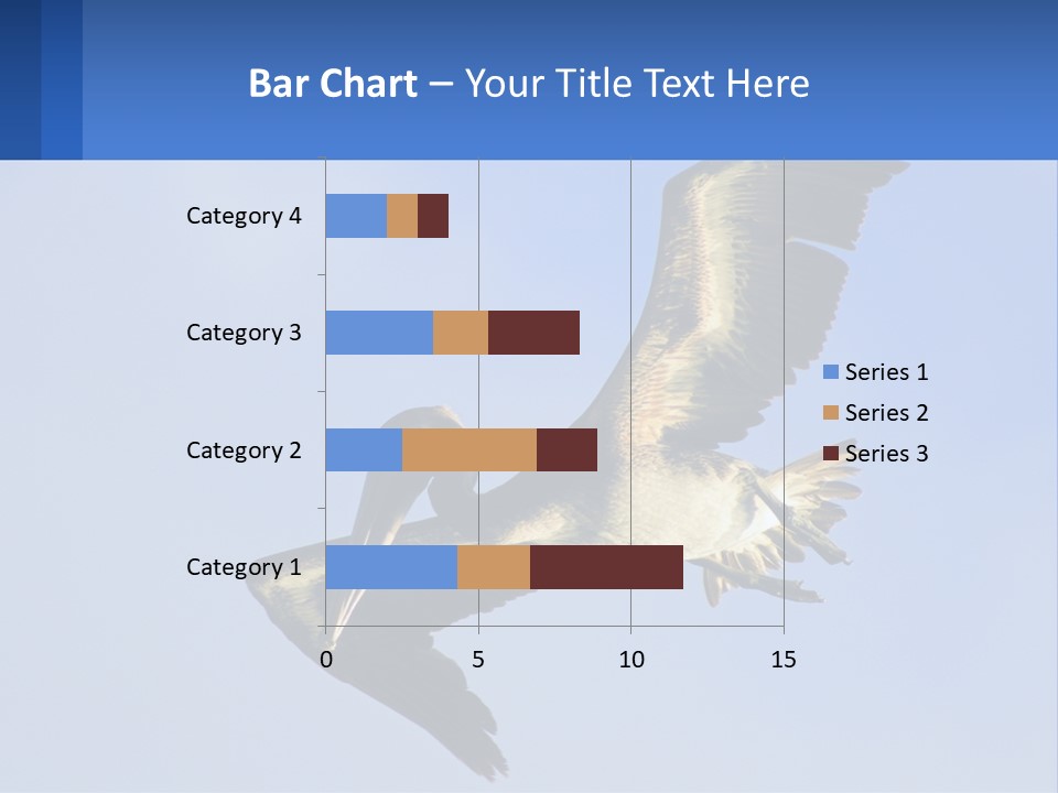 A Pelican Flying Through The Air With A Blue Sky In The Background PowerPoint Template