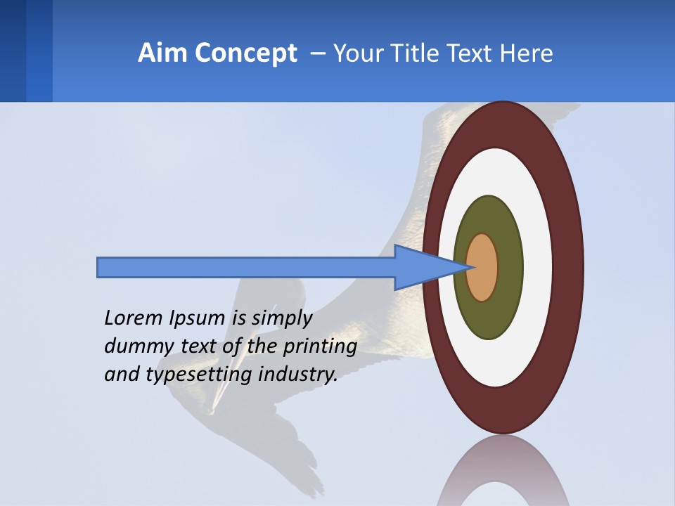 A Pelican Flying Through The Air With A Blue Sky In The Background PowerPoint Template