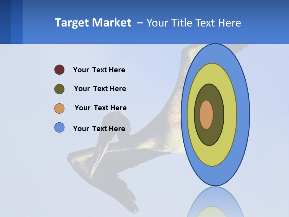 A Pelican Flying Through The Air With A Blue Sky In The Background PowerPoint Template