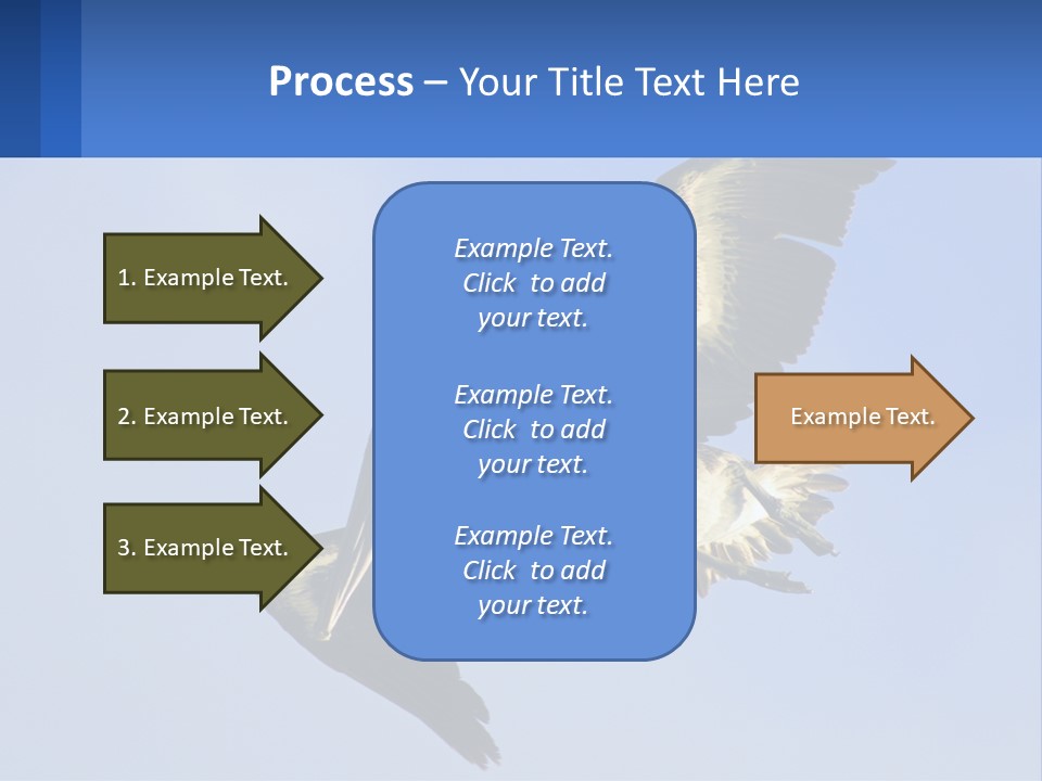 A Pelican Flying Through The Air With A Blue Sky In The Background PowerPoint Template