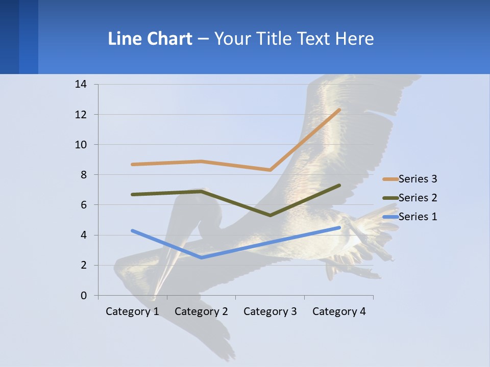 A Pelican Flying Through The Air With A Blue Sky In The Background PowerPoint Template