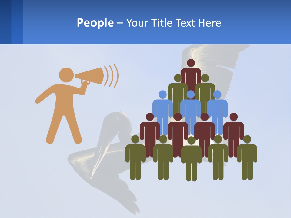 A Pelican Flying Through The Air With A Blue Sky In The Background PowerPoint Template