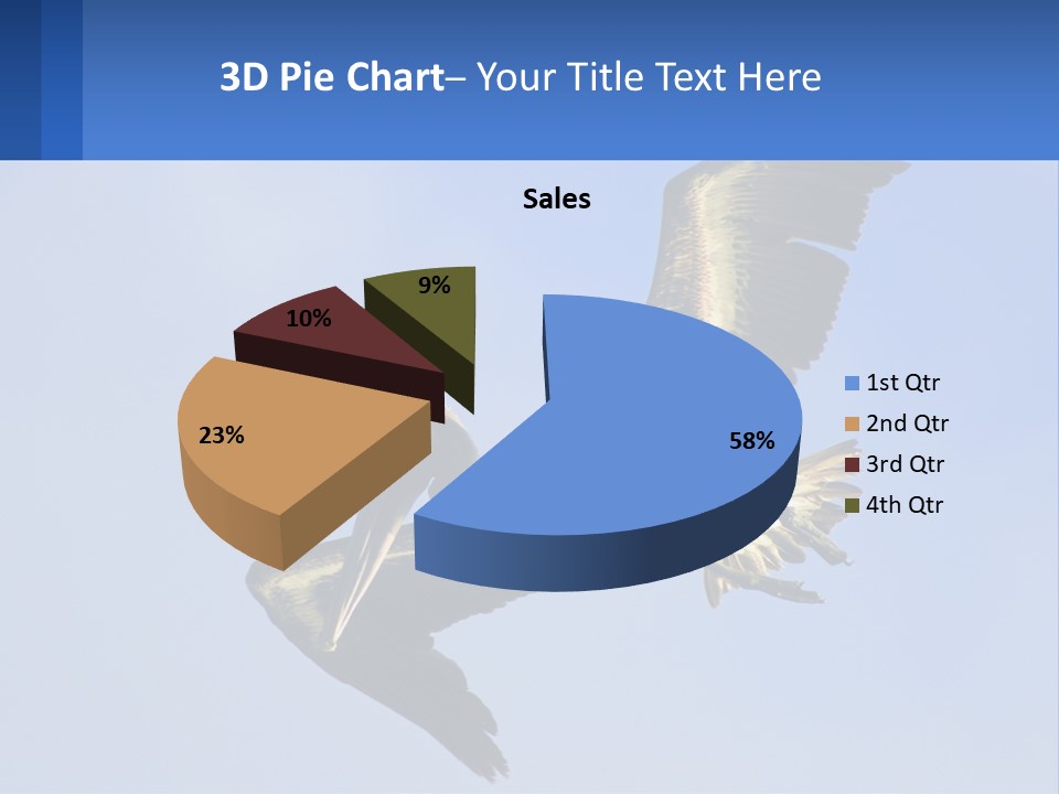 A Pelican Flying Through The Air With A Blue Sky In The Background PowerPoint Template