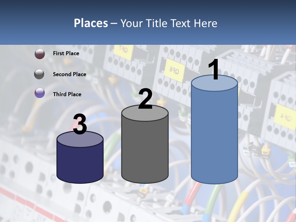 A Group Of Electrical Equipment With Yellow Tags On Them PowerPoint Template