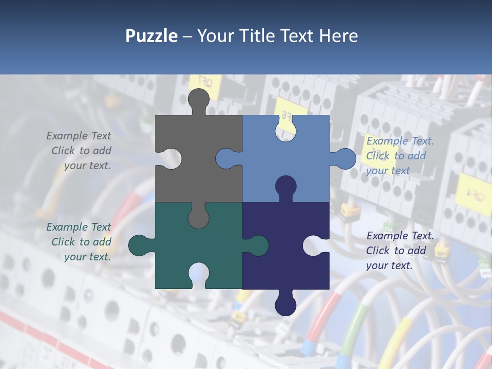 A Group Of Electrical Equipment With Yellow Tags On Them PowerPoint Template