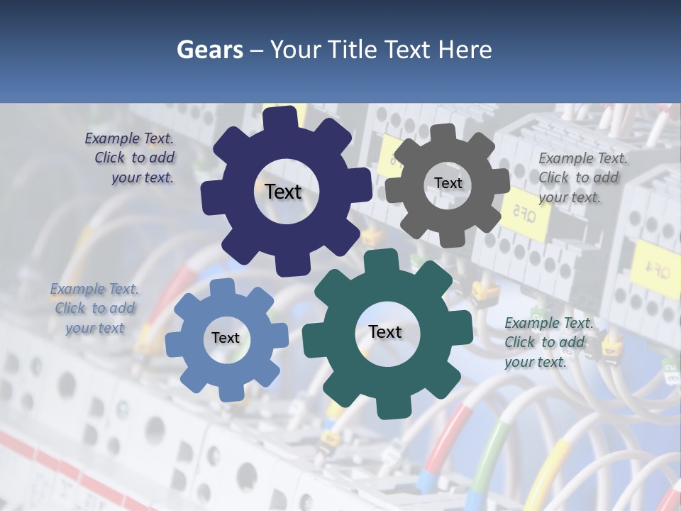 A Group Of Electrical Equipment With Yellow Tags On Them PowerPoint Template