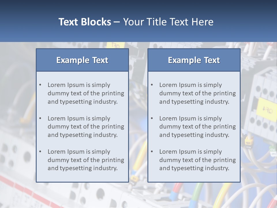 A Group Of Electrical Equipment With Yellow Tags On Them PowerPoint Template