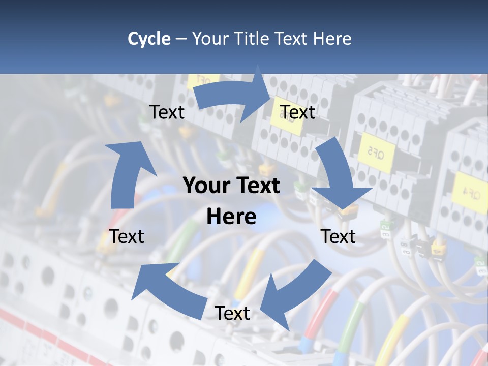A Group Of Electrical Equipment With Yellow Tags On Them PowerPoint Template