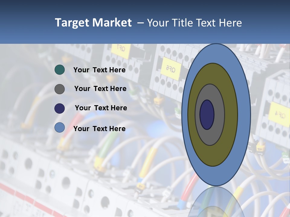 A Group Of Electrical Equipment With Yellow Tags On Them PowerPoint Template