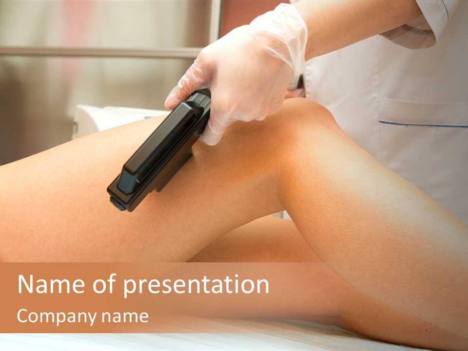 A Woman Getting A Laser On Her Leg PowerPoint Template