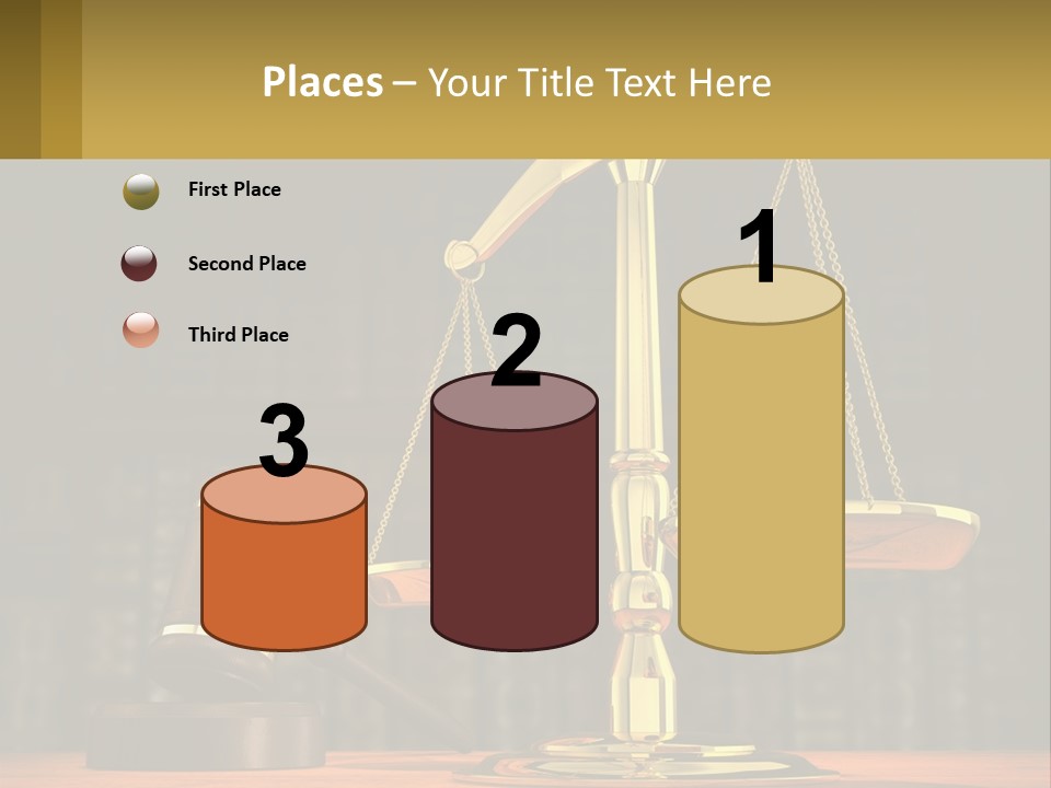 A Judge's Scale With A Gaven And A Bookcase In The Background PowerPoint Template
