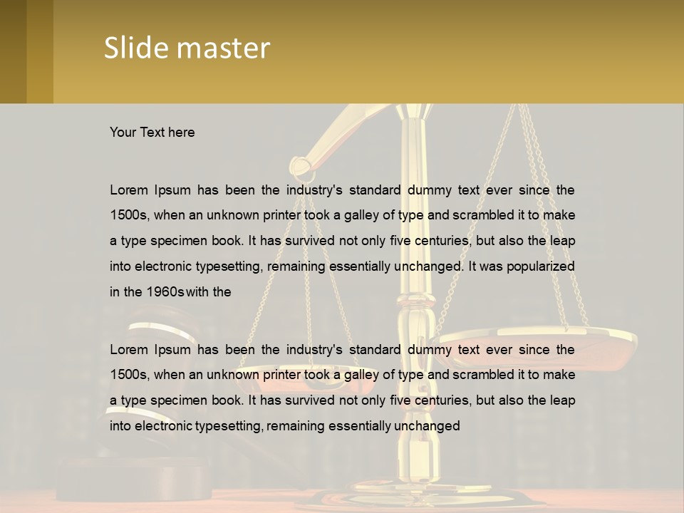 A Judge's Scale With A Gaven And A Bookcase In The Background PowerPoint Template