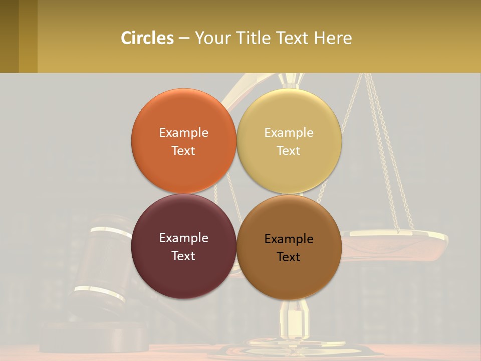A Judge's Scale With A Gaven And A Bookcase In The Background PowerPoint Template