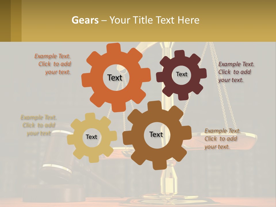 A Judge's Scale With A Gaven And A Bookcase In The Background PowerPoint Template