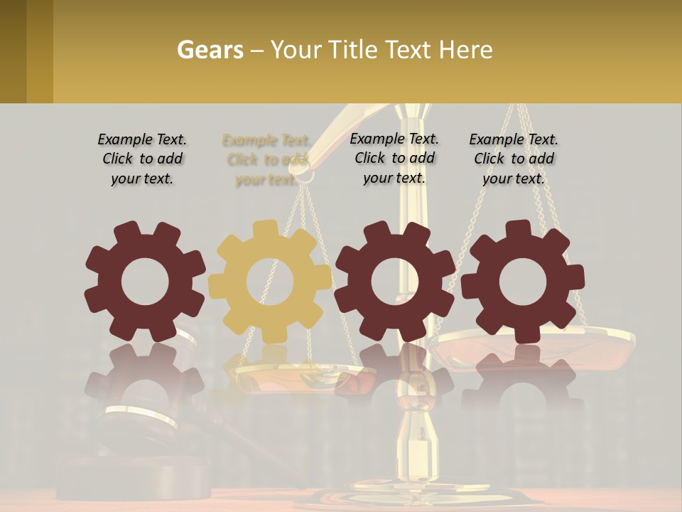 A Judge's Scale With A Gaven And A Bookcase In The Background PowerPoint Template