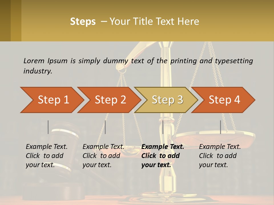 A Judge's Scale With A Gaven And A Bookcase In The Background PowerPoint Template