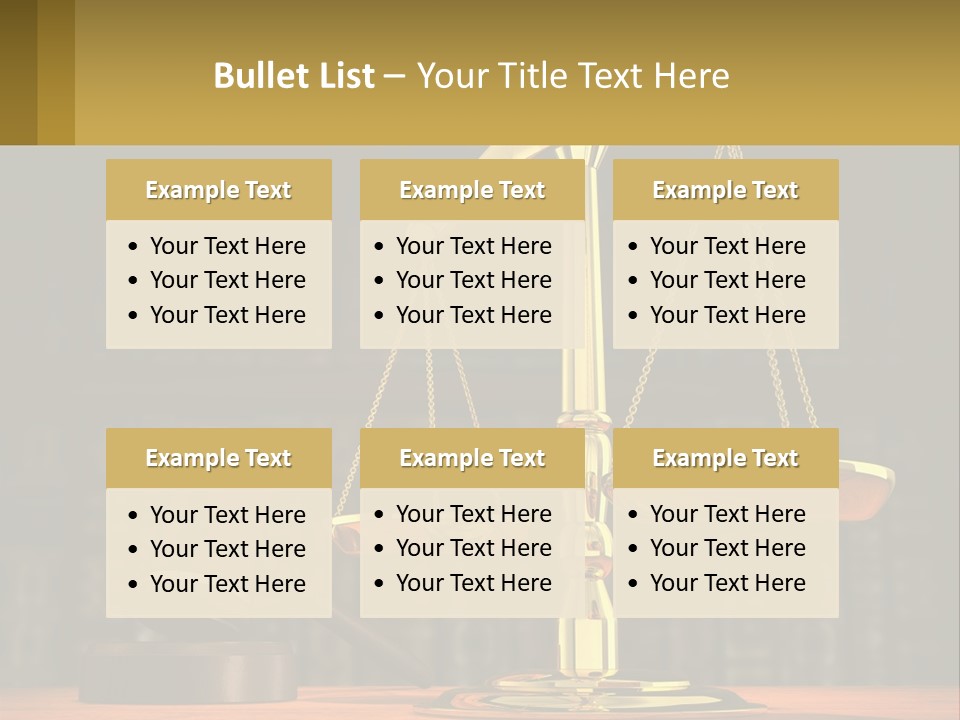 A Judge's Scale With A Gaven And A Bookcase In The Background PowerPoint Template