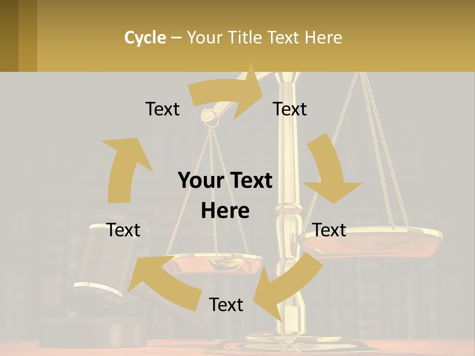 A Judge's Scale With A Gaven And A Bookcase In The Background PowerPoint Template