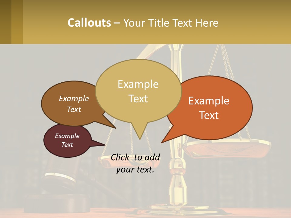 A Judge's Scale With A Gaven And A Bookcase In The Background PowerPoint Template