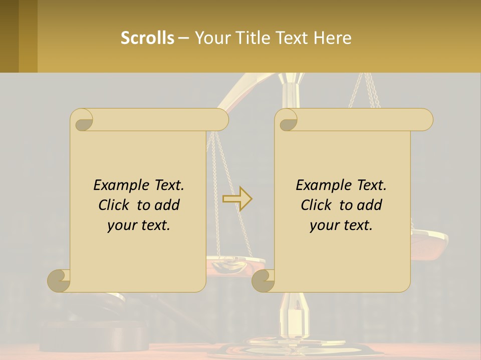 A Judge's Scale With A Gaven And A Bookcase In The Background PowerPoint Template