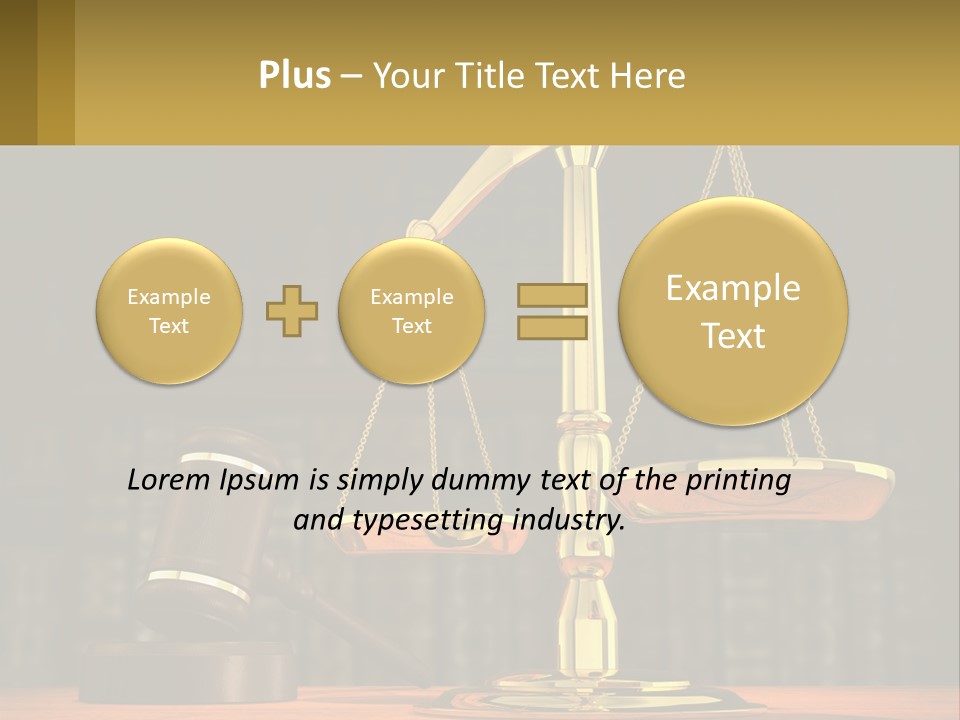 A Judge's Scale With A Gaven And A Bookcase In The Background PowerPoint Template