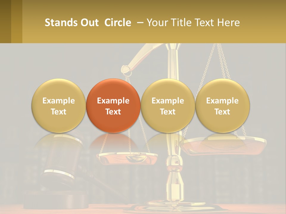A Judge's Scale With A Gaven And A Bookcase In The Background PowerPoint Template