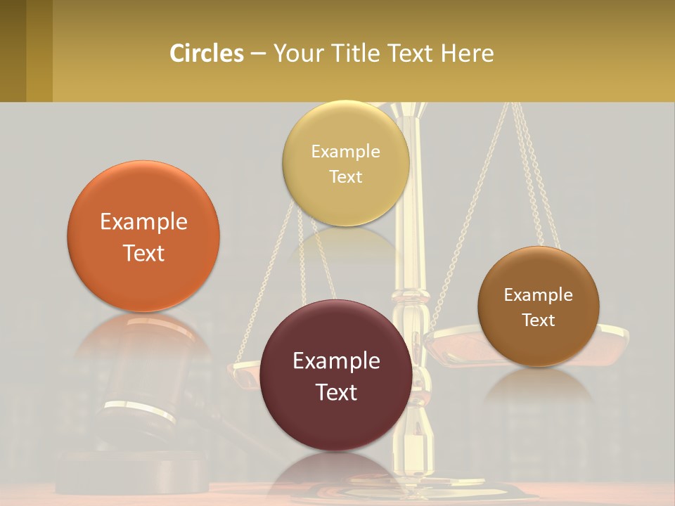 A Judge's Scale With A Gaven And A Bookcase In The Background PowerPoint Template