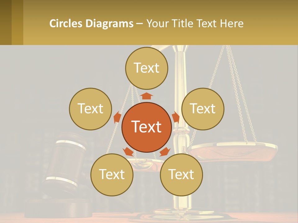 A Judge's Scale With A Gaven And A Bookcase In The Background PowerPoint Template