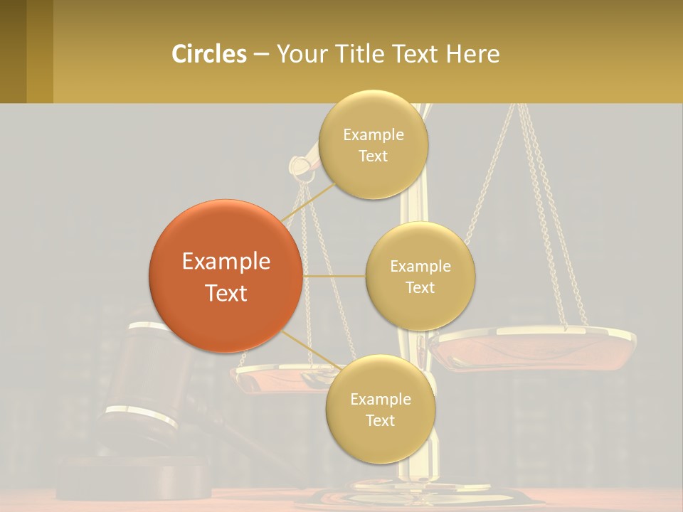 A Judge's Scale With A Gaven And A Bookcase In The Background PowerPoint Template