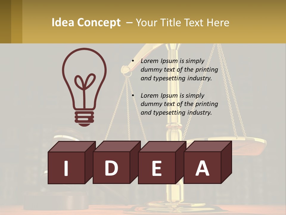 A Judge's Scale With A Gaven And A Bookcase In The Background PowerPoint Template