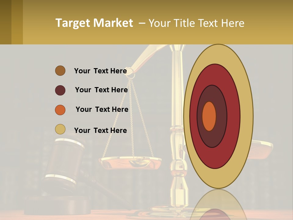 A Judge's Scale With A Gaven And A Bookcase In The Background PowerPoint Template