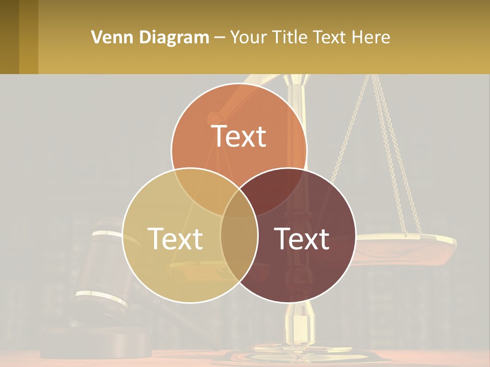 A Judge's Scale With A Gaven And A Bookcase In The Background PowerPoint Template