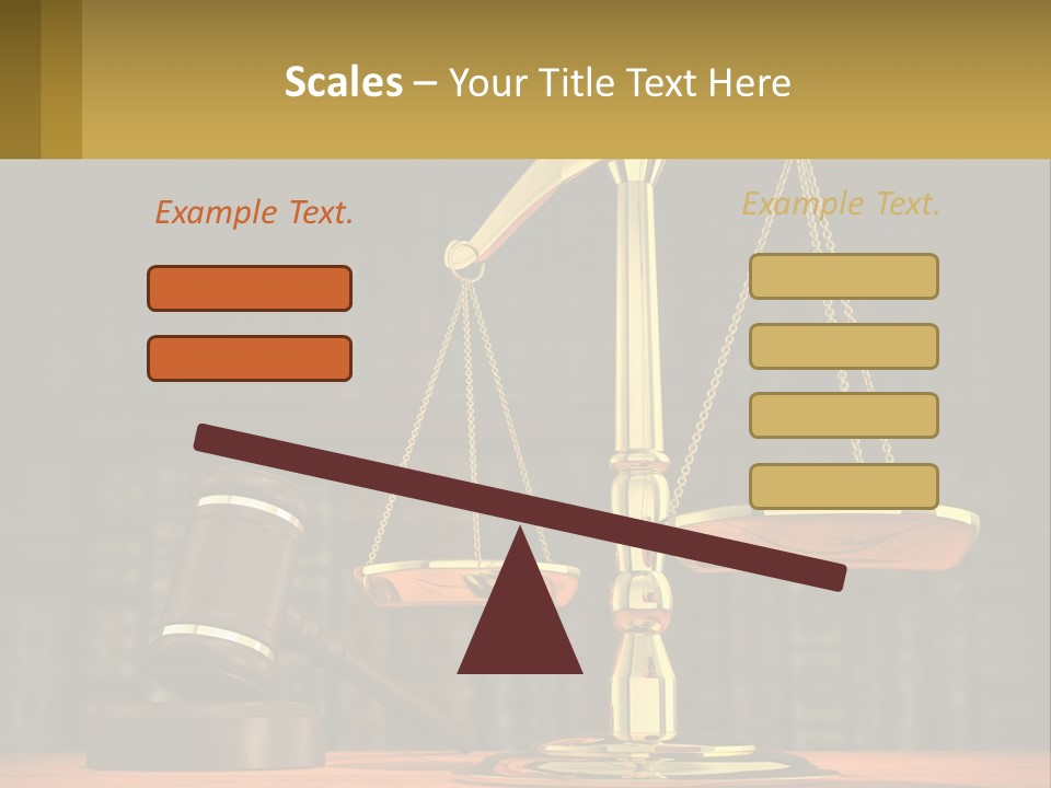 A Judge's Scale With A Gaven And A Bookcase In The Background PowerPoint Template