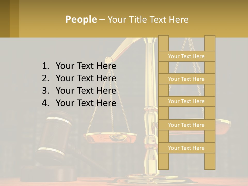 A Judge's Scale With A Gaven And A Bookcase In The Background PowerPoint Template
