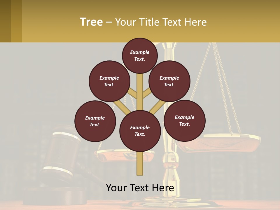 A Judge's Scale With A Gaven And A Bookcase In The Background PowerPoint Template